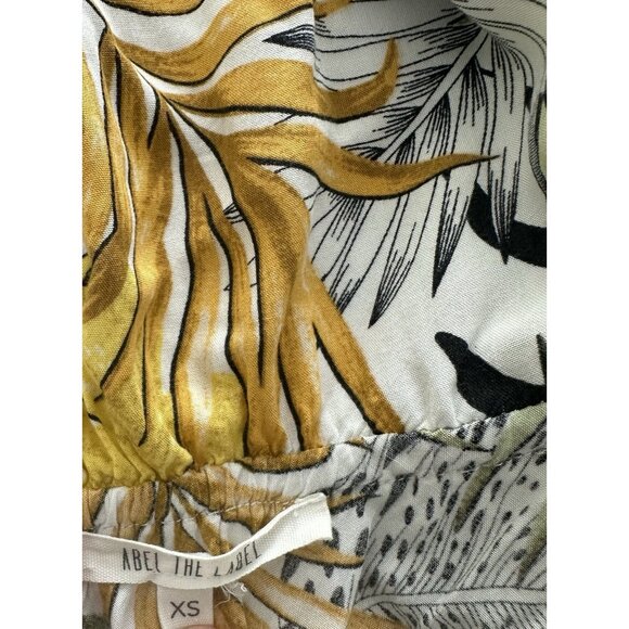 Abel the Label Tropical Leaf White High Low One Shoulder Maxi Dress XS - Picture 3 of 9